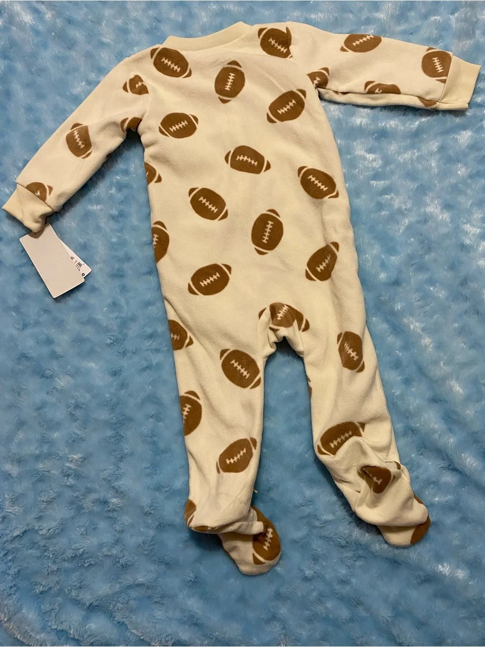 Carter's Cream & Brown Football Print Baby One-Piece